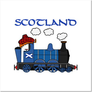 Scotland Steam Train Scottish Flag St Andrews Day Posters and Art